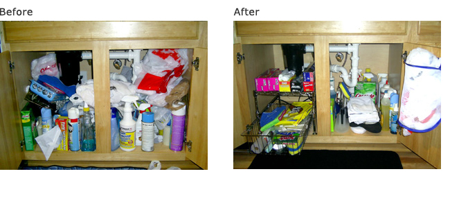 Tip: Put the items you use most often towards the front.  Store items in an easily accessible container (basket).