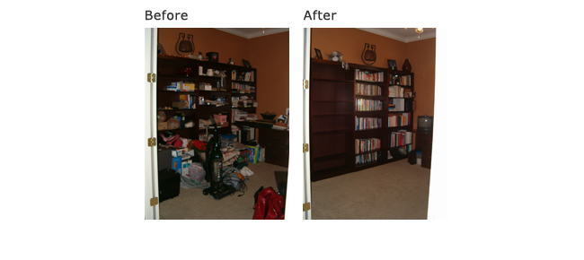Tip: Purge books, knickknacks, binders, supplies that you do not use, need or love.